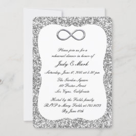 Infinity Rehearsal Dinner silver Glitter Silver Inbjudningar