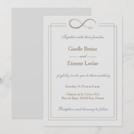 Infinity Sign Guld Light Grått Geometric Bröllop Inbjudningar