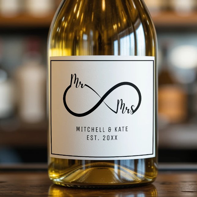 Infinity Symbol Bröllop (Mr & Mrs Infinity Symbol Wedding Sparkling Wine Label
)