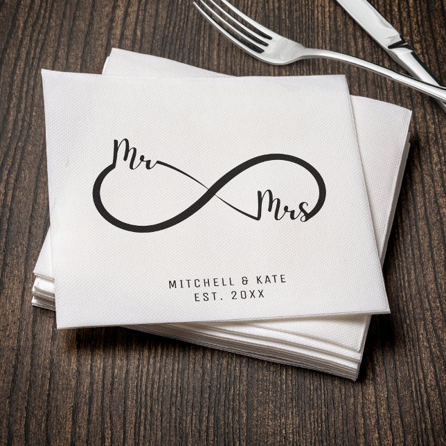 Infinity Symbol Bröllop Pappersservett (Mr & Mrs Infinity Symbol Wedding Napkins
)