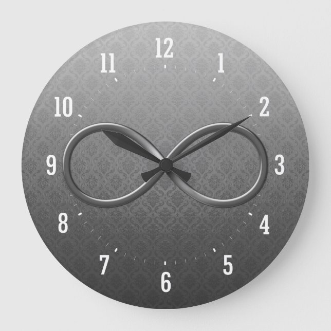 Infinity Symbol Damask - bakgrundsklocklås Stor Klocka (Framsida)