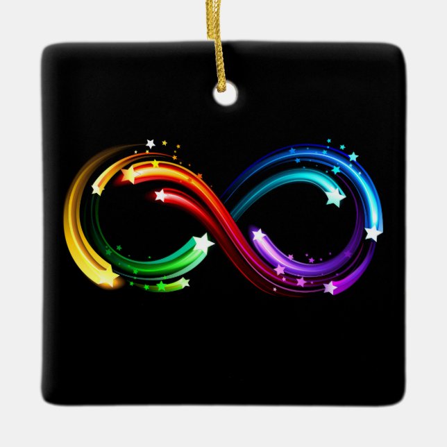 Infinity symbol of rainbow comets julgransprydnad keramik (Framsida)