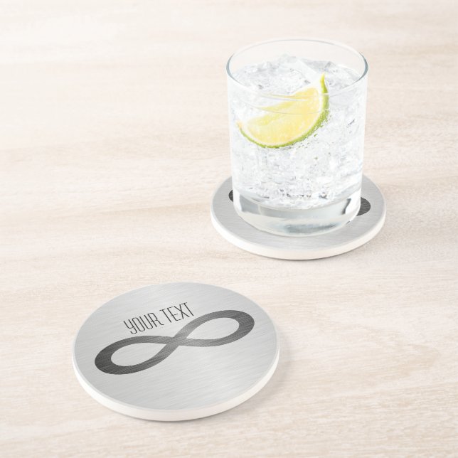 Infinity Symbol on Faux Metall Struktur av Saylor Underlägg Sandsten (Sidan)