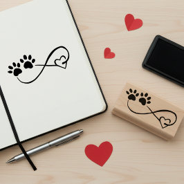 Infinity Symbol with Heart & Paw Prints Art Stamp Stämpel