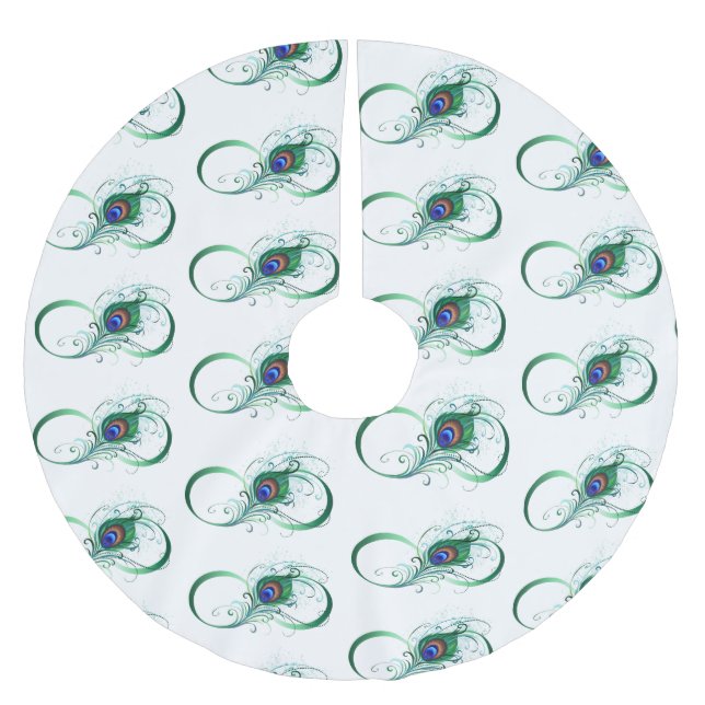 Infinity Symbol with Peacock Feather Julgransmatta Borstad Polyester (Framsidan)