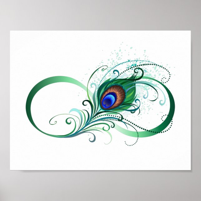 Infinity Symbol with Peacock Feather Poster (Framsidan)