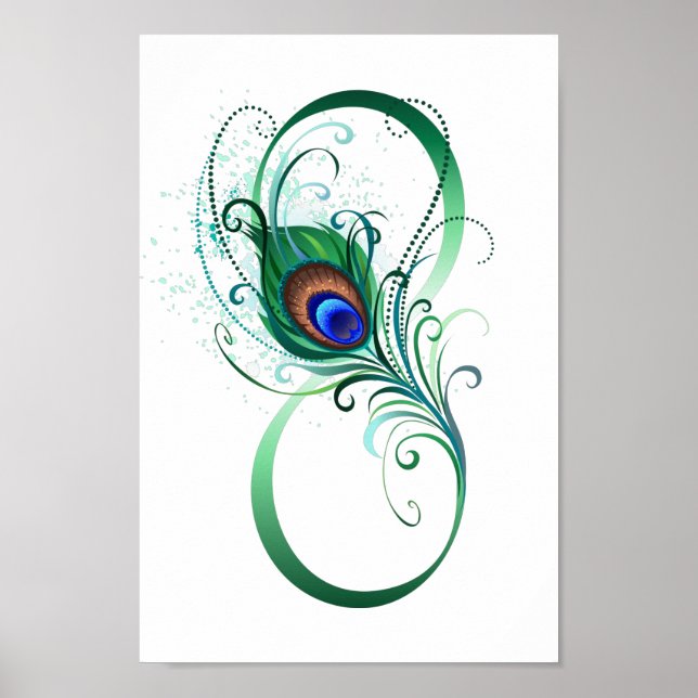 Infinity Symbol with Peacock Feather Poster (Framsidan)