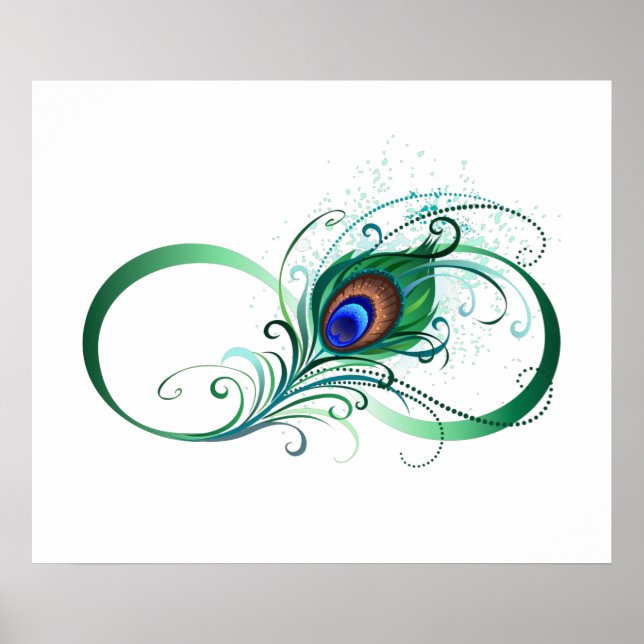 Infinity Symbol with Peacock Feather Poster (Framsidan)