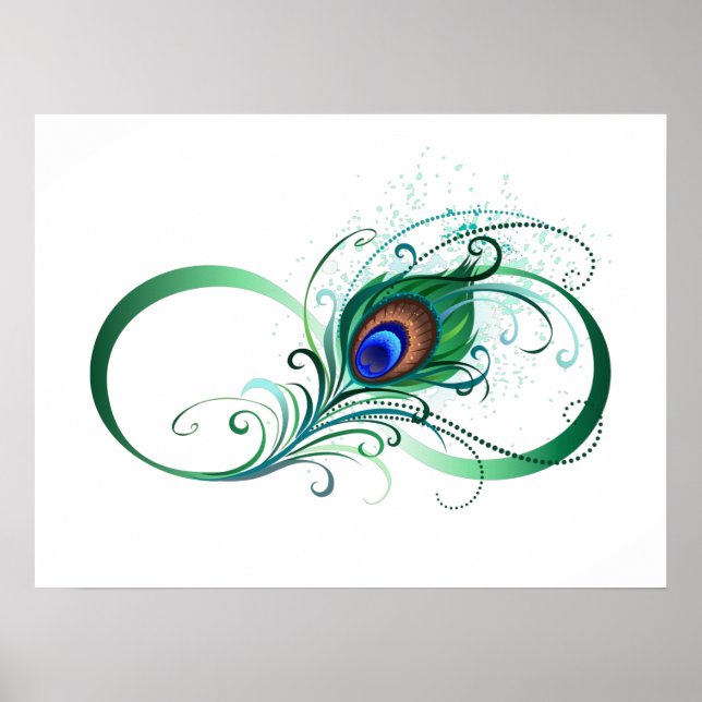 Infinity Symbol with Peacock Feather Poster (Framsidan)