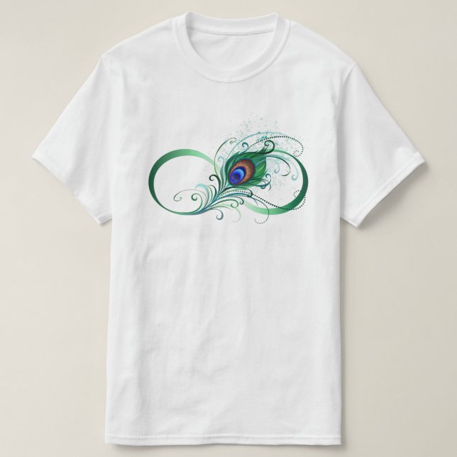 Infinity Symbol with Peacock Feather T Shirt (Design framsida)