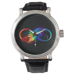 Infinity Symbol with Rainbow Feather Armbandsur