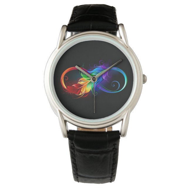 Infinity Symbol with Rainbow Feather Armbandsur (Framsida)