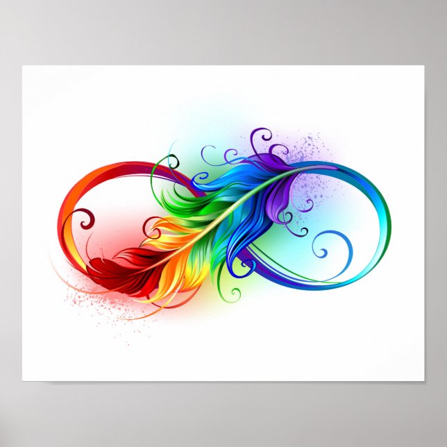 Infinity Symbol with Rainbow Feather Poster (Framsidan)