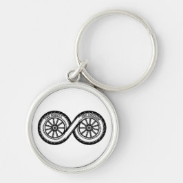Infinity Two Wheels Frihet Rund Silverfärgad Nyckelring