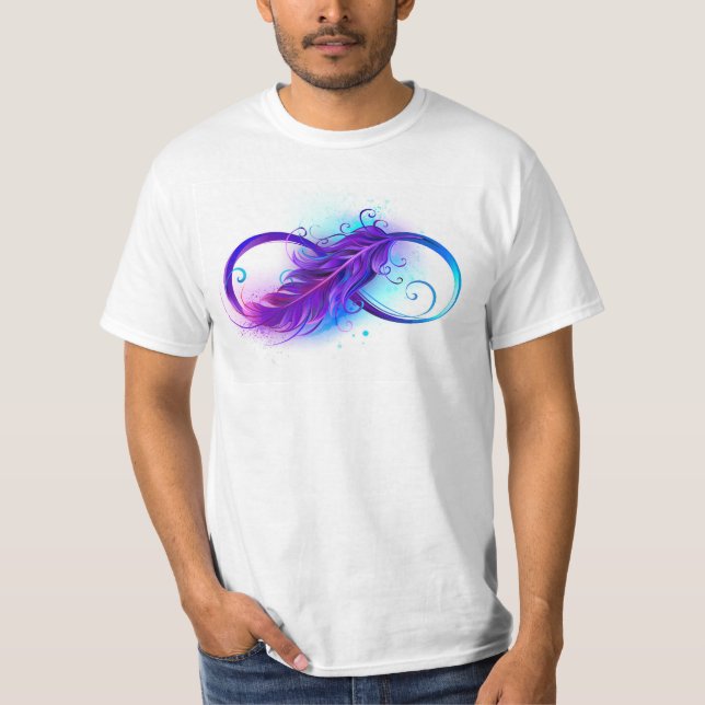 Infinity with Purple Feather T Shirt (Framsida)