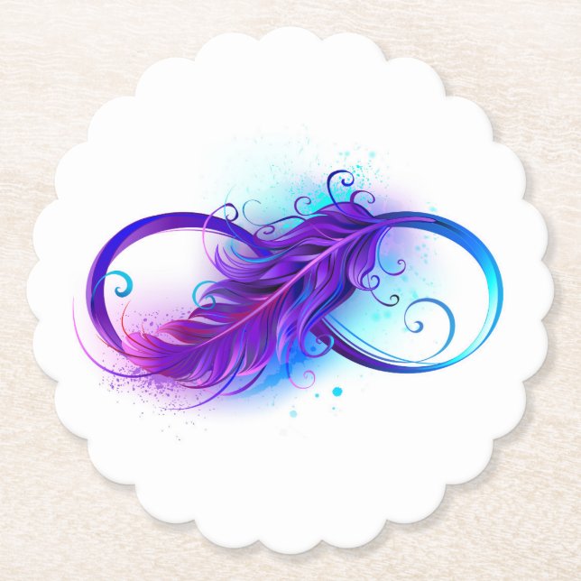 Infinity with Purple Feather Underlägg Papper (Framsida)