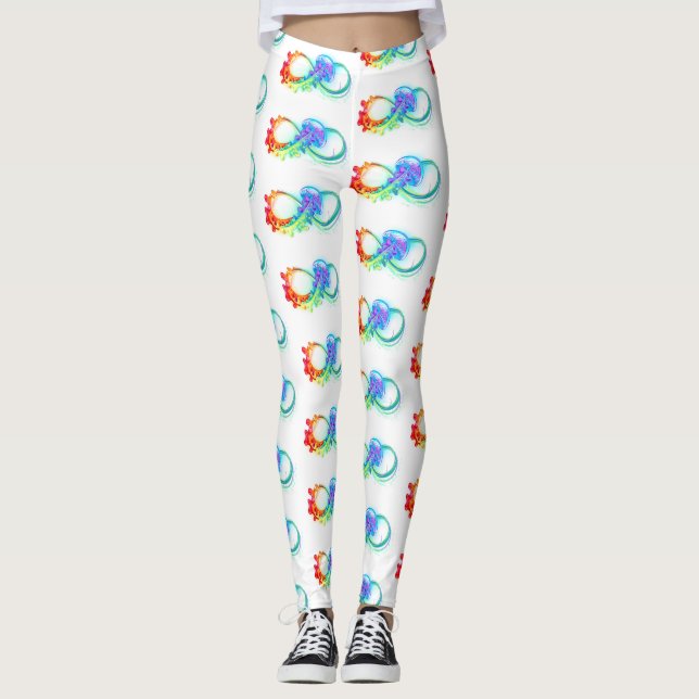 Infinity with Rainbow Jellyfish Leggings (Framsida)