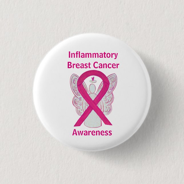 Inflammatory Breast Cancer Shock rosa Angel Pin Knapp (Framsida)