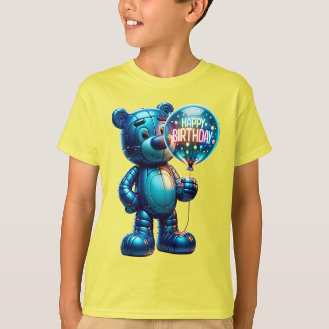  Inflatable Bear with a Balloon, Happy Birthday, b T Shirt (Framsida)