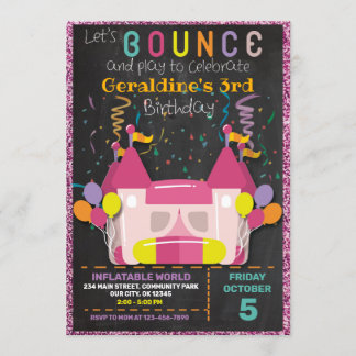 INFLATABLE BOUNCE SLIDE CASTLE BIRTHDAY INVITATION INBJUDNINGAR