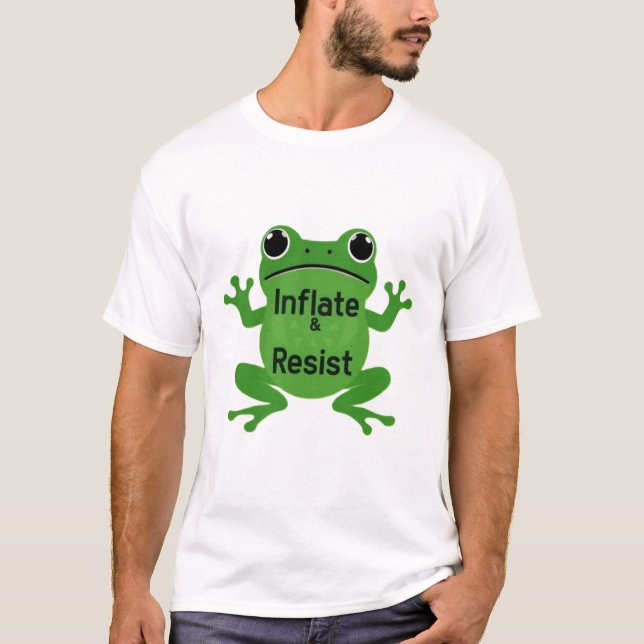 Inflate & Resist – Minimalist Frog Power Poster T Shirt (Framsida)