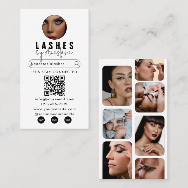Influencer Beauty Makeup Artist Hair Lash Foton Visitkort (Fram/baksida)