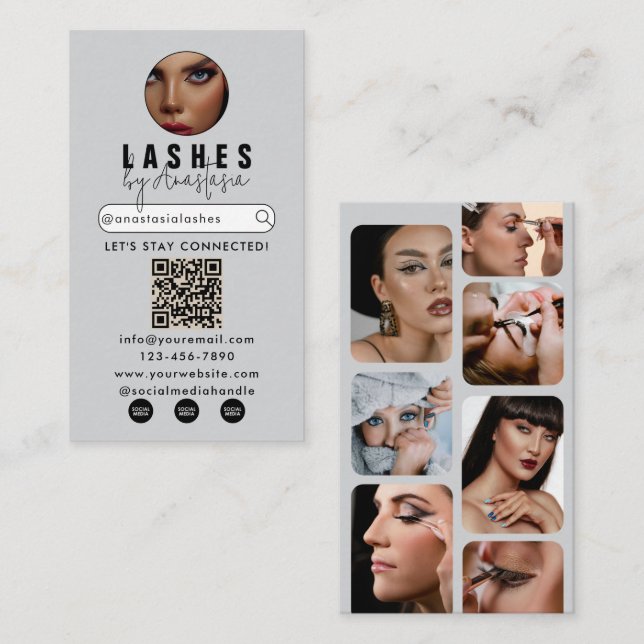 Influencer Beauty Makeup Artist Hair Lash Foton Visitkort (Fram/baksida)