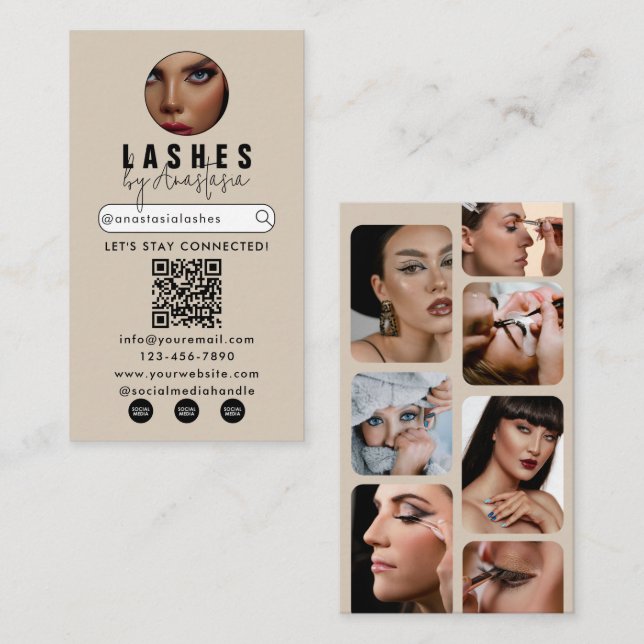Influencer Beauty Makeup Artist Hair Lash Foton Visitkort (Fram/baksida)