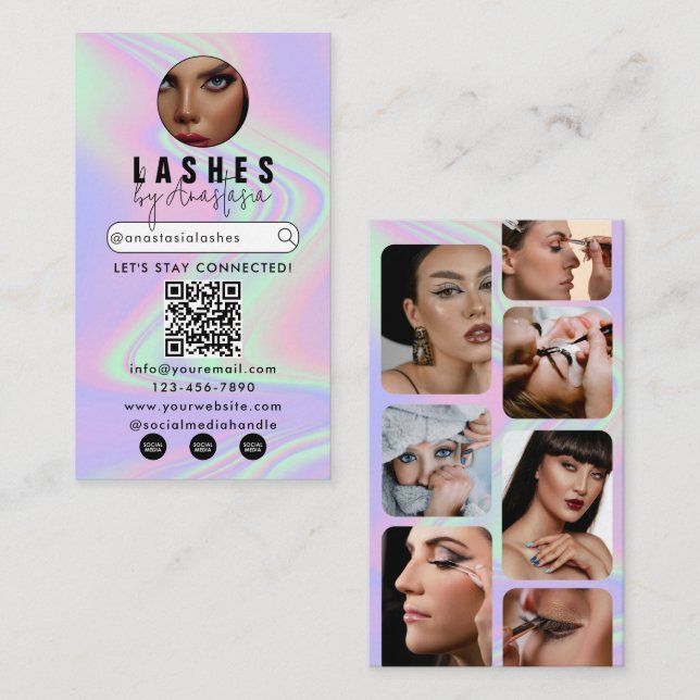 Influencer Beauty Makeup Artist Hair Lash Foton Visitkort (Fram/baksida)
