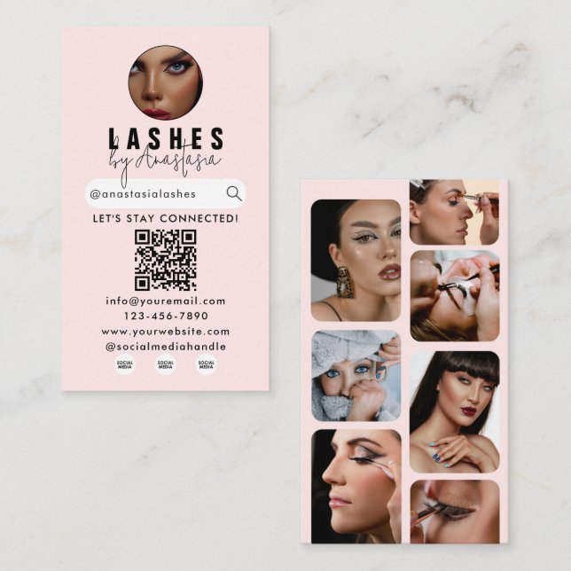 Influencer Beauty Makeup Artist Hair Lash Foton Visitkort (Fram/baksida)