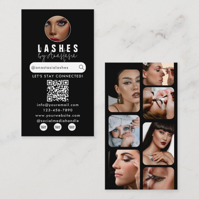 Influencer Beauty Makeup Artist Hair Lash Foton Visitkort (Fram/baksida)