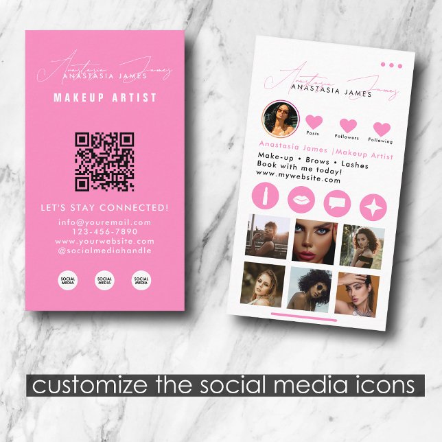 Influencer Beauty Makeup Artist Social Media Visitkort (Influencer Beauty Makeup Artist Social Media Business Card)