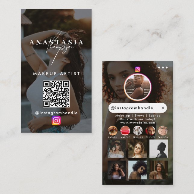 Influencer Beauty Nagel Social Media Black Modern Visitkort (Fram/baksida)