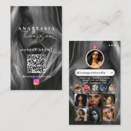 Influencer Beauty Nagel Social Media Black White Visitkort