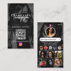 Influencer Beauty Nagel Social Media Black White Visitkort