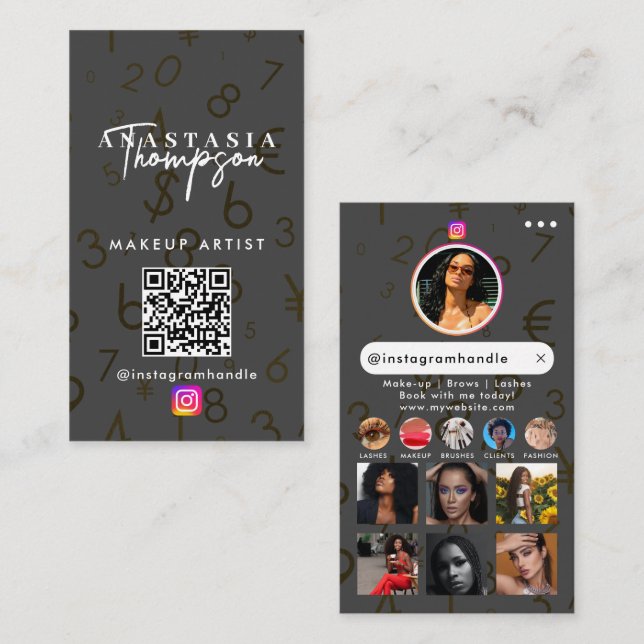 Influencer Beauty Nagel Tech Social Media QR-kod Visitkort (Fram/baksida)