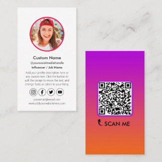 Influencer Content Creator QR Code Social Media Visitkort