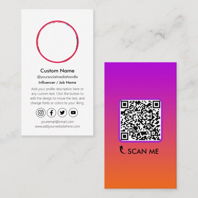 Influencer Content Creator QR Code Social Media Visitkort (Fram/baksida)