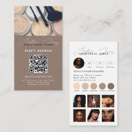 Influencer Esthetician Social Media QR Code Beige Visitkort