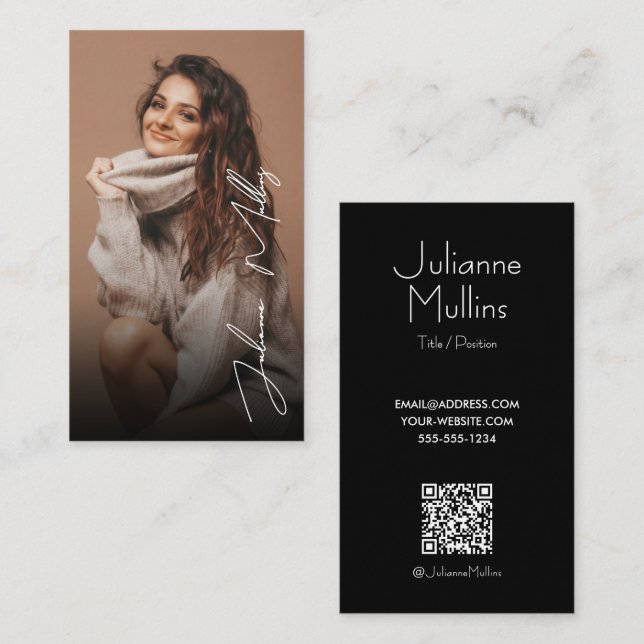 Influencer Foto Sociala Medier QR-kod Visitkort (Fram/baksida)