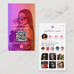 Influencer fotofeed Girly Sociala medier QR-kod Visitkort