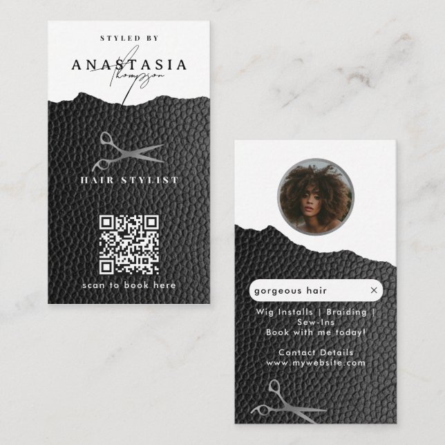 Influencer Hair Stylist Wig & Braid Stylists Visitkort (Fram/baksida)