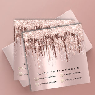 Influencer Makeup Drip Glitter Ro Chocolate Rosa Fyrkantigt Visitkort