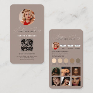 Influencer Matar Grid Social Media QR-kod Brown Visitkort