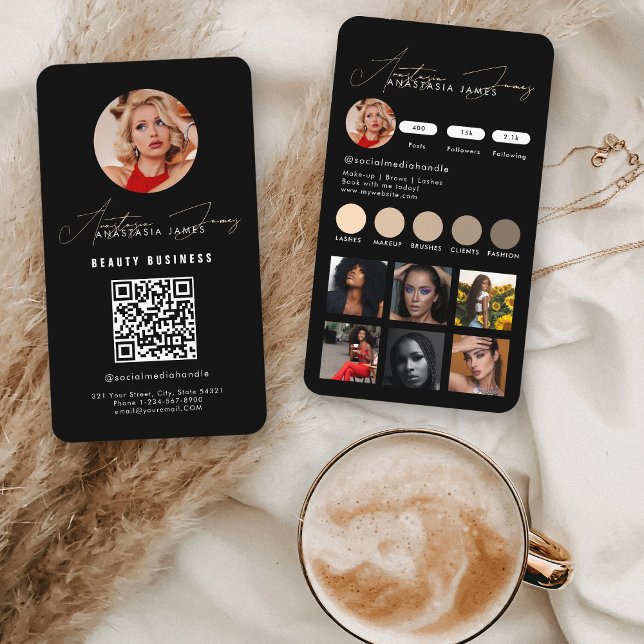 Influencer Matar Grid Social Media QR-kod - företa Visitkort (Influencer Feed Grid Social Media QR Code Business Business Card)