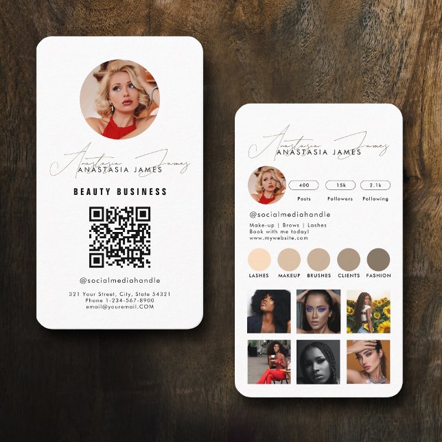 Influencer Matar Grid Social Media QR-kod - företa Visitkort (Influencer Feed Grid Social Media QR Code Business Business Card)