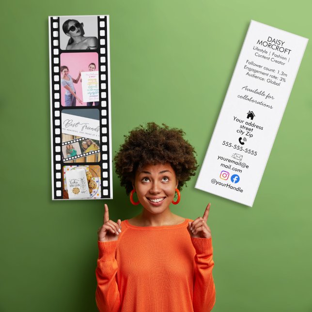Influencer Media Kit Filmremskortmall Mini Visitkort (Skapare uppladdad)