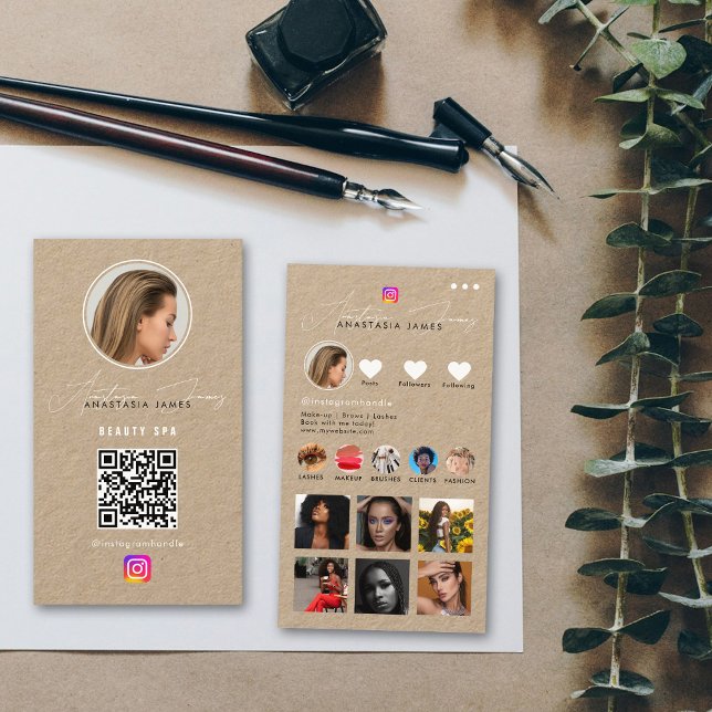Influencer Photo Mata Grid Social Media Kraft Visitkort (Influencer Photo Feed Grid Social Media Kraft Business Card)