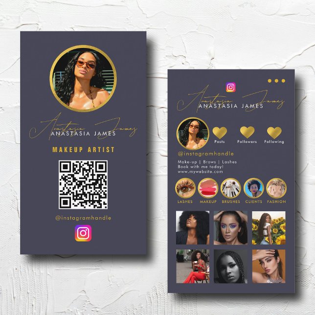 Influencer Photo Mata Grid Social Media QR-kod för Visitkort (Influencer Photo Feed Grid Social Media QR Code Business Card)