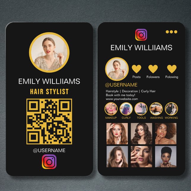Influencer Photo Mata Grid Social Media QR-kod för Visitkort (Skapare uppladdad)
